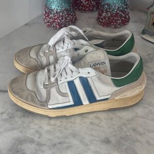 Lanvin Men's White, Blue, and Green Sneakers